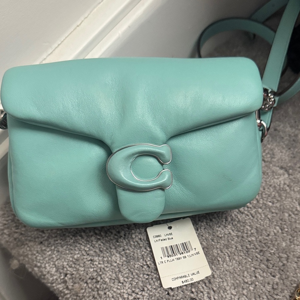BNWT Coach Aqua Leather Crossbody Bag